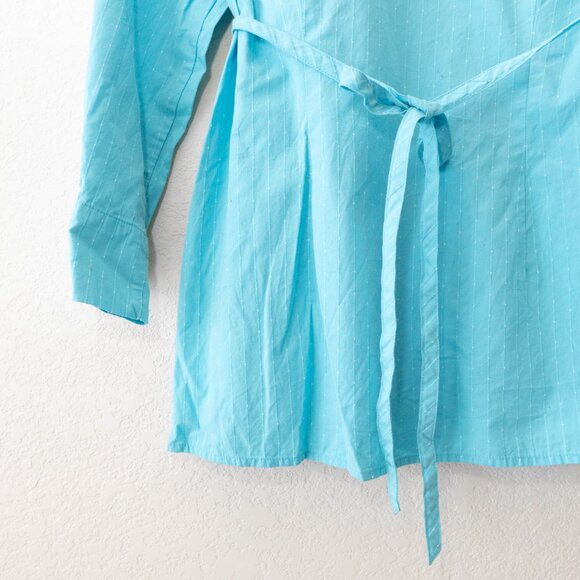 Motherhood Maternity L Blue Wrap Tie Back 3/4 Sleeve Cotton Top - Picture 10 of 12